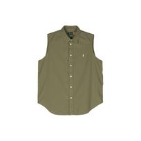 Polo Ralph Lauren Vienspalviai Aštriu Apykakle Vienaeiliai Laisvalaikio Marškiniai Be Rankovių Moteriški Marškiniai Alyvuogių Žali 211906512-003 L