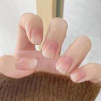 24Pcs/Box Short Length Squoval Fake Nail Glossy French Style Nails Reusable Press on Nails  Women