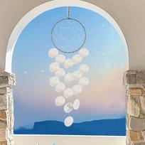 Hanging Shell Moon Wind Chimes Natural Shell Circle Shell Dream Catchers Home Decoration With crisp ringtones Shell Pendant