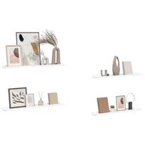 Wall Shelf Set 4 pcs White Marble 80 x 9 x 3 cm Engineered Wood