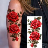 1 lapas Vandens spalvos 3D Bijūnų Rožių Gėlės Laikinos Tatuiruotės Moterims Ilgai Išliekanti Kūno Menas Tatuiruotės Vandeniui Atsparus Netikras Tatuiruotės Lipdukas China Mainland red