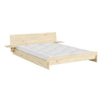 Šviesios natūralios spalvos iš pušies masyvo dvigulė lova su lovos grotelėmis 180x200 cm Latch – Karup