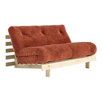 Terakotos spalvos sulankstoma sofa iš kordinio velveto 140 cm Roots – Karup