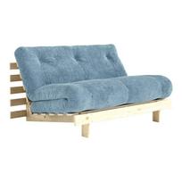 Šviesiai mėlynos spalvos sulankstoma sofa iš kordinio velveto 140 cm Roots – Karup