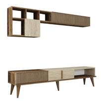 Svetainės baldų komplektas Kalune Design Milan, vidaus, riešuto sp./travertine sp.