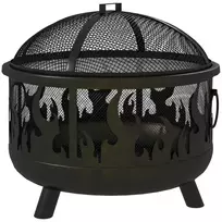 Ugniakuras "2-in-1" BBQ su kibirkščių apsauga, juodas, Ø61x55cm