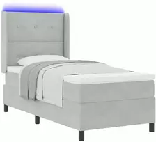 Kiemas lova su galvūgalio Šviesiai pilka 90 x 200 cm Aksomas