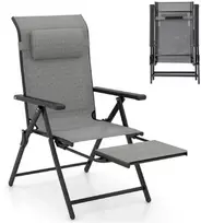 Promotions Sulankstoma terasos kėdė 110x57x67 cm pilka reguliuojama atlošo metalinė