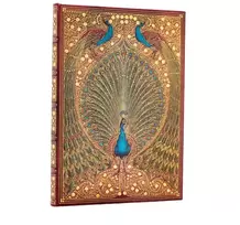 KNYGA Bookshop Hafiz’s Peacocks (Sangorski & Sutcliffe) Midi Unlined Hardcover Journal (Elastic Band Closure)