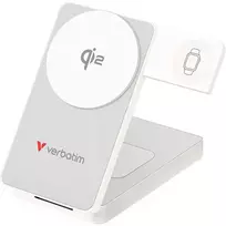 „Verbatim Charge ‘n’ Go Qi2 3-in-1“ magnetinė belaidė išorinė baterija, 10000 mAh, USB-C, Baltas