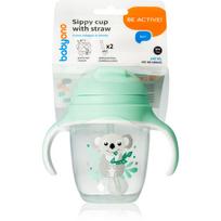 BabyOno Be Active Sippy Cup with Weighted Straw mokomasis puodelis su šiaudeliu 6 m+ Koala 240 ml
