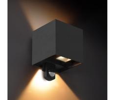 BRILAGI - LED lauko sieninis šviestuvas su jutikliu CUBE LED/6W/230V juoda IP65