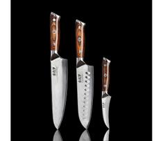 Gudaro-RINKINYS Šefo peilis FENG+Santoku virtuvinis peilis+ damaško plieno virtuvinis peilis