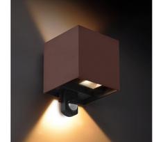 Brilagi - LED lauko sieninis šviestuvas su jutikliu CUBE LED/6W/230V rudas IP65