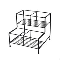 2 pakopų dekoratyvinis sirupo butelių laikiklis, modernios daugiafunkcinės metalinės laikymo lentynos, vyno stovas 4 Grids black