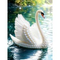 DIY Pearl Painting Set Swan Pattern Home Decoration Handmade Sticky Diamond Creative Canvas Pearl Art Painting Crafts Perfect Gift 30x40cm