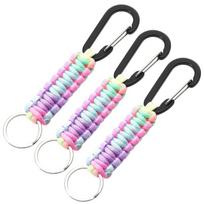 3 Pcs Heavy Duty Paracord Keyrings with Carabiner Paracord Locking Keyring Clip for Outdoor Climbing, Camping, Hiking 1 spalvota