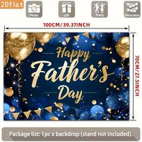 2D Happy Father's Day Backdrop, Navy Blue Gold Glitter Balloon Party Photography Background 47.2x31.5inch/120*80cm