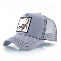 K Four Season Men's Trucker Caps With Scorpion Patch Snapback Hip Hop Baseball Cap For Women Adjustable Unisex Baseball Hats pilka spalva