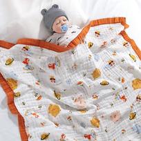 Baby Blankets 6 Layers 100% Cotton Gauze Breathable Infant Wrap Soft Absorbent Newborn Swaddle Blankets Cartoon Baby Bath Towel (as the picture,110x110cm)