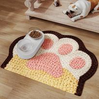 Anti-Slip Pet Feeding Mat Wear Resistant Stain-Resistant Dog Bowl Mat Cat Claw Shape Anti Overflow Dog Drinking Pad Car Travel (Pink,S) rožinė