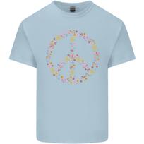 Floral Peace Symbol Hippie Love Unisexs Light Cotton TShirt S