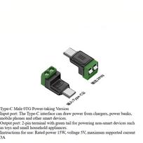 Type C Female To Micro USB Male Adapter Converter 2Pin 5V Green Terminal Block Connector for Phone Tablet Fast Charging