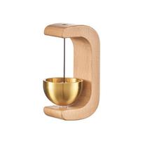 Door Suction Dopamine Wind Chime Magnetic Walnut Wooden Doorbell Fridge Magnet Small Gift Living Room Decoration (Light brown,4*2.5*7.5cm) šviesiai ruda spalva