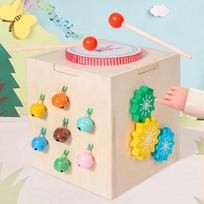 Multifunctional 5-in-1 Wooden Music Box Toy Unisex Kids Early Education Enlightenment for Age 5-7 Color Perception Training