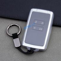 Skaidrus visiškai permatomas TPU automobilio išmaniojo rakto dėklas, skirtas Renault Koleos Kadjar Captur Kiger Arkana Megane Espace gray