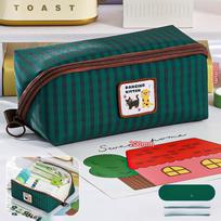 Dopamine cute high-appearance stationery box and bag for middle and high school students, cartoon large-capacity prism grid penc