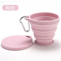 Collapsible Silicone Cup 180mL Portable Foldable Drinking Cup with Carabiner Clip Space Saving Outdoor Travel Camping Hiking Cup One Size rožinė