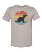 Upinis ūdra Ūdra Saulėlydis Sublimacinis Marškinėliai T Gyvūnų Mėgėjui Unisex Marškinėliai XXXXL gray