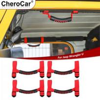 4x Red Thin Unlimited Roll Bar Grab Handles Fits For Jeep Wrangler CJ YJ TJ JL