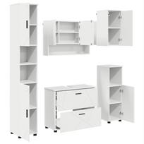 Vonios baldų rinkinys 5 pcs Balta Inžinerinė mediena ir metalas