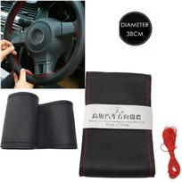 Pasidaryk pats automobilio vairo užvalkalas 36cm/40cm Minkštas odinis pynimo apsauginis užvalkalas su adata ir siūlu Dovanų dekoras Interjero automobilio aksesuarai 36cm black S gray