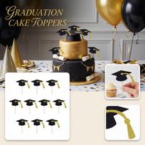 Graduation Cap Cake Toppers Set of 10 Reusable Decorative Picks for Graduation Party Theme Dessert Table Supplies Decorations One Size