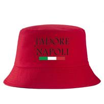 JADORE NAPOLI Dvipusė Kibiro Kepuraitė Italijos Miestų Spaudinys Dvipusė Nešiojama Unisex Žvejo Kepurė Vasaros Kepuraitė Nuo Saulės Kelioninė Paplūdimio Panama Kepurė 56-58cm red