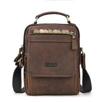 Vintage Crazy Horse Leather Men Messenger Bag, Crossbody Shoulder Tote Handbag Fits 7.9 Inch iPad kava