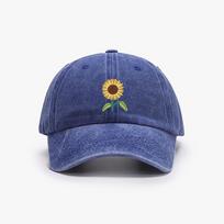 Sunflower Baseball Cap Embroidered Plant Dad Trucker Hat Trendy Washed Vintage Women Sun Hat Cotton Mom Hats M blue
