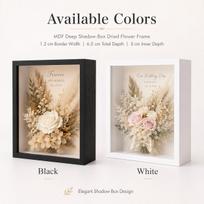 MDF Deep Shadow Box Wooden Frame Dried Flower Bouquet Display Wall Tabletop Picture Frame Home Wedding Decor (Black,8*8) juoda