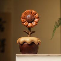 ZCX Wood Sunflower Music Box for Valentine's Day Table Ornament (Brown,12cm) ruda