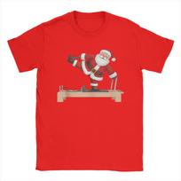 Fun Santa Doing Reformer Pilates Christmas Xmas Pilates TShirt Men  Fashion Cotton Tee Shirt Short Sleeve T Shirt Classic Tops S