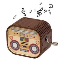 Wooden Music Box Hand Crank Cute Musical Boxes 4 Theme Songs for Elise Happy Birthday Gifts for Birthday Christmas Festival