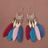 Ethnic Style Bohemian Feather Dangle Earrings Bohemia Style Boho Drop Earrings  Women style 2