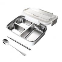 Lunch Box Stainless Steel Inner Container With 3/4 Compartments Leak-Proof Bento Box With Chopsticks Spoon Mobile Phone Holder A balta
