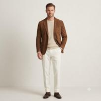Camel Brown Suede Genuine Lambskin Leather Formal Handmade Men's Stylish Blazer S kupranugario ruda spalva