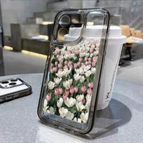 Skaidrus gėlių dėklas, skirtas iPhone 12 11 13 14 Pro Max X Xsmax Xr 7 8 Plus Se 2022 2020 Black Clear Fundas Soft Tpu galinis dangtelis For iPhone 13