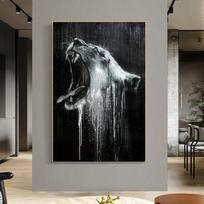 Wolf Wall Art Namų kambario dekoro spaudiniai Plakatai Juodai balti Gyvūnų drobės Nuotraukos Paveikslai svetainei Be rėmelių 21*30cm black