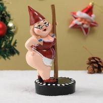 Garden Pole Dancing Gnome Resin Art Statue Outdoor Decor Sculpture Garden Figurines Home Landscape Ornament Crafts Decoration 16x9x9cm raudona